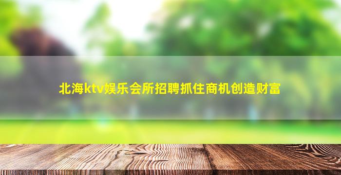 北海ktv娱乐会所招聘抓住商机创造财富